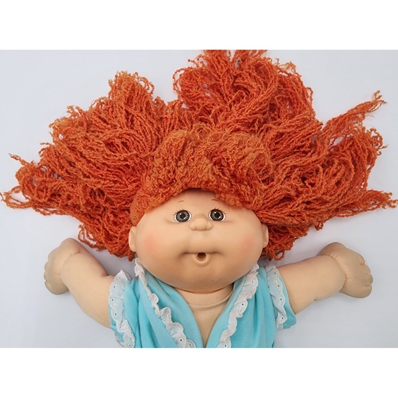 Vintage Cabbage Patch Doll 1990 Red Hair Girl Blue / Gray Eyes - Picture 1 of 16